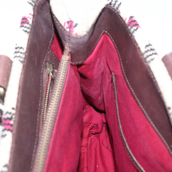 BURBERRY Nova Check Hand Bag Wool Ivory Auth 160824