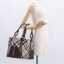 BURBERRY Nova Check Hand Bag Wool Ivory Auth 160824-24