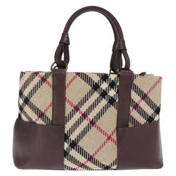 BURBERRY Nova Check Hand Bag Wool Ivory Auth 160824 - 0
