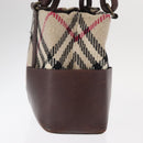 BURBERRY Nova Check Hand Bag Wool Ivory Auth 160824-4