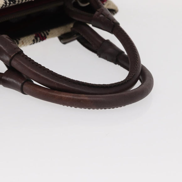 BURBERRY Nova Check Hand Bag Wool Ivory Auth 160824