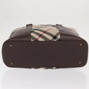 BURBERRY Nova Check Hand Bag Wool Ivory Auth 160824-5