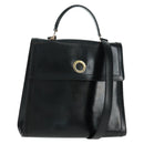CELINE Circle Hand Bag Leather 2way Black Gold Auth 160826-1