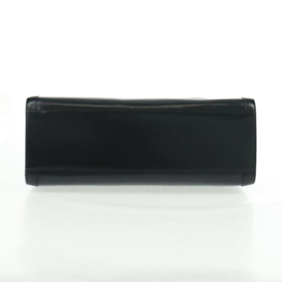 CELINE Circle Hand Bag Leather 2way Black Gold Auth 160826