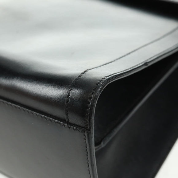 CELINE Circle Hand Bag Leather 2way Black Gold Auth 160826