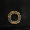 CELINE Circle Hand Bag Leather 2way Black Gold Auth 160826-20