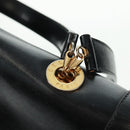 CELINE Circle Hand Bag Leather 2way Black Gold Auth 160826-21