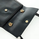 CELINE Circle Hand Bag Leather 2way Black Gold Auth 160826-22
