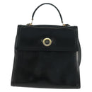 CELINE Circle Hand Bag Leather 2way Black Gold Auth 160826-13