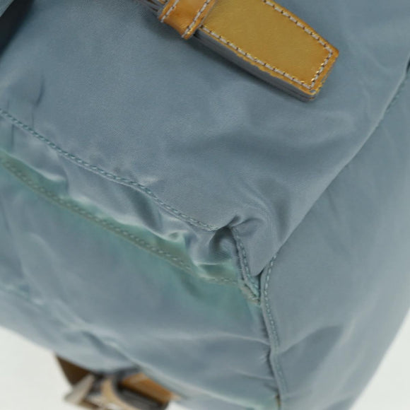 PRADA Backpack Nylon Light Blue Silver Auth 160827