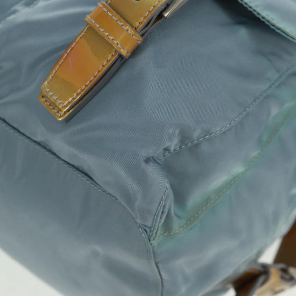PRADA Backpack Nylon Light Blue Silver Auth 160827