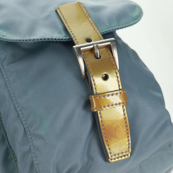 PRADA Backpack Nylon Light Blue Silver Auth 160827