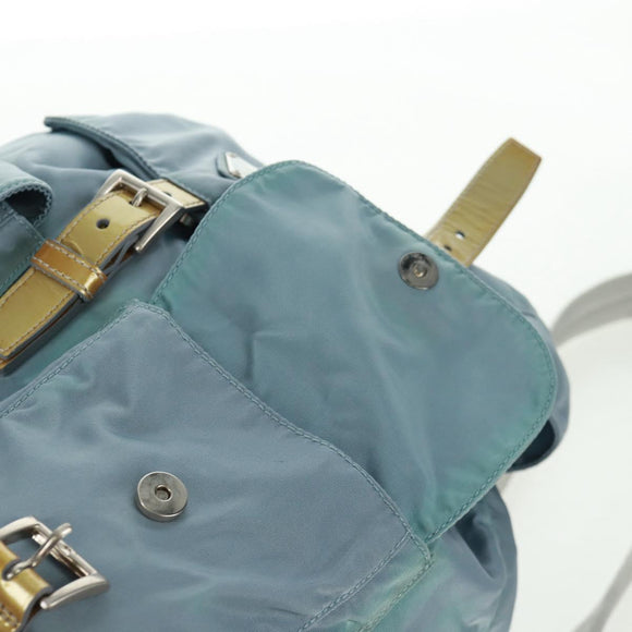 PRADA Backpack Nylon Light Blue Silver Auth 160827