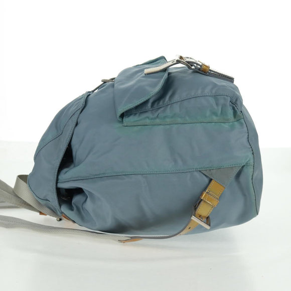 PRADA Backpack Nylon Light Blue Silver Auth 160827