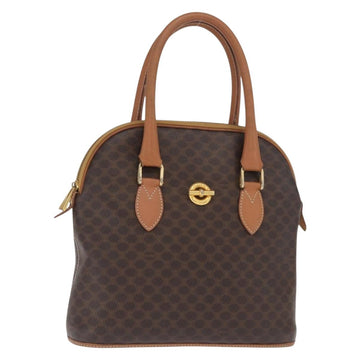 CELINE Macadam Canvas Hand Bag PVC Leather Brown Gold Auth 160830