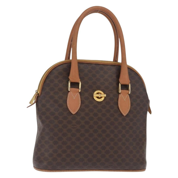 CELINE Macadam Canvas Hand Bag PVC Leather Brown Gold Auth 160830