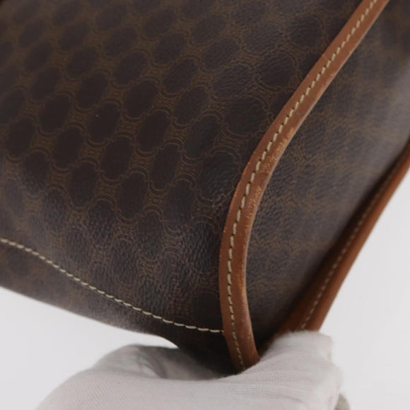 CELINE Macadam Canvas Hand Bag PVC Leather Brown Gold Auth 160830