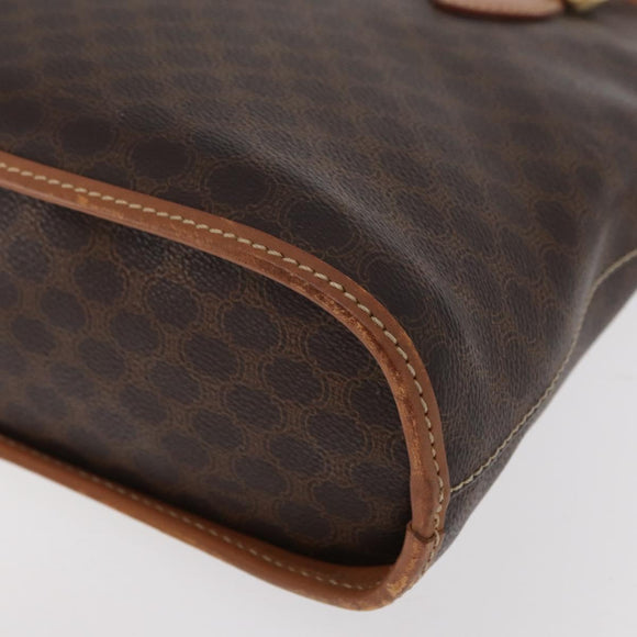 CELINE Macadam Canvas Hand Bag PVC Leather Brown Gold Auth 160830