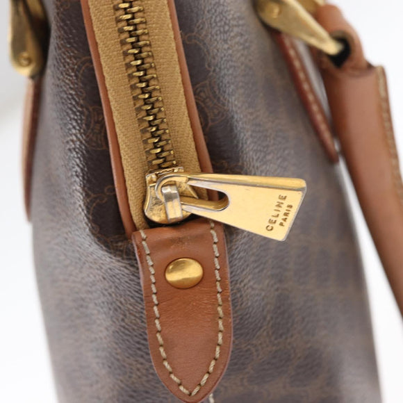 CELINE Macadam Canvas Hand Bag PVC Leather Brown Gold Auth 160830