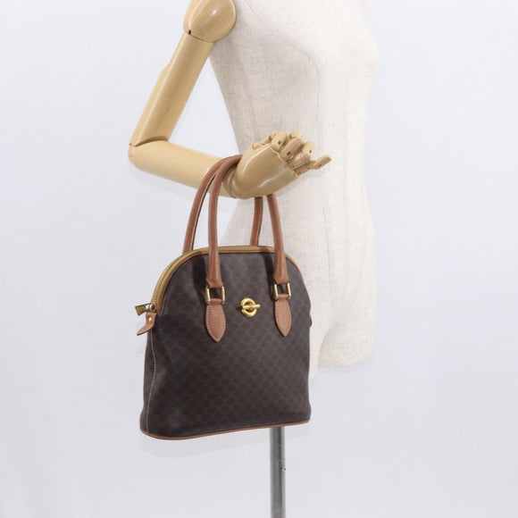 CELINE Macadam Canvas Hand Bag PVC Leather Brown Gold Auth 160830