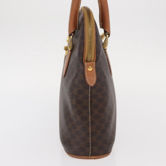 CELINE Macadam Canvas Hand Bag PVC Leather Brown Gold Auth 160830