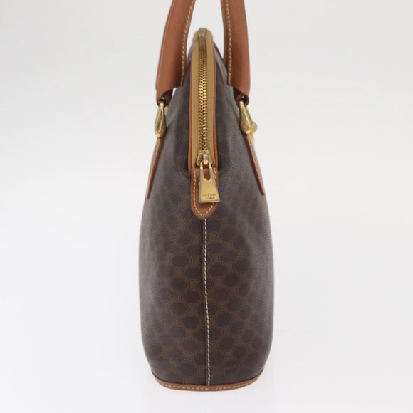 CELINE Macadam Canvas Hand Bag PVC Leather Brown Gold Auth 160830