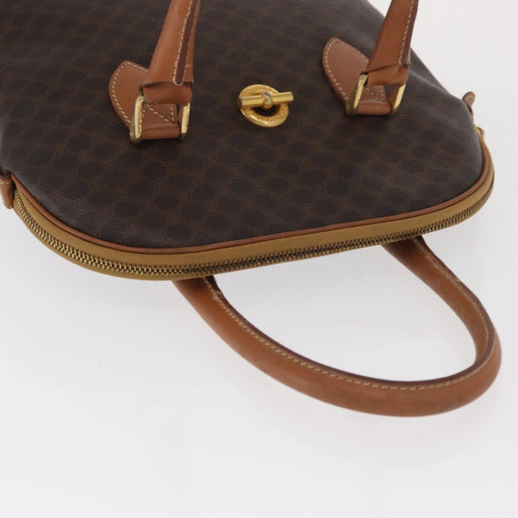 CELINE Macadam Canvas Hand Bag PVC Leather Brown Gold Auth 160830