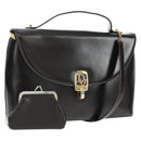 Christian Dior Hand Bag Calf Skin 2way Black Gold Auth 160831-1