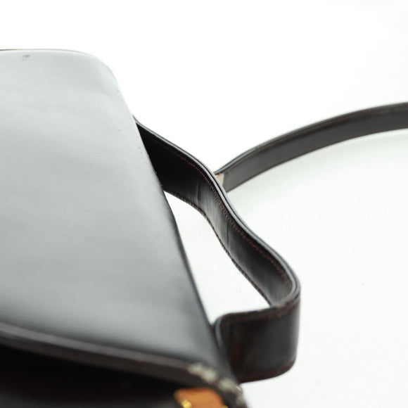 Christian Dior Hand Bag Calf Skin 2way Black Gold Auth 160831