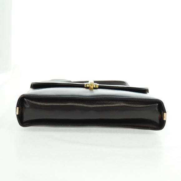 Christian Dior Hand Bag Calf Skin 2way Black Gold Auth 160831