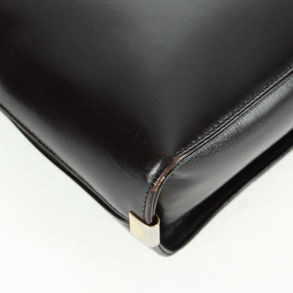 Christian Dior Hand Bag Calf Skin 2way Black Gold Auth 160831