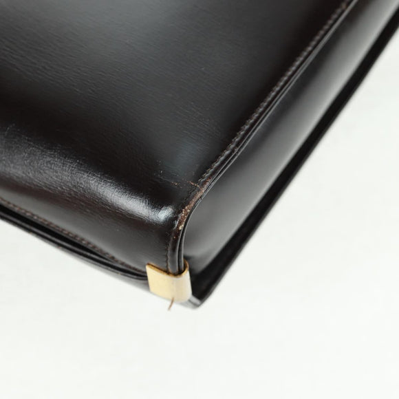 Christian Dior Hand Bag Calf Skin 2way Black Gold Auth 160831
