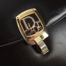 Christian Dior Hand Bag Calf Skin 2way Black Gold Auth 160831-24