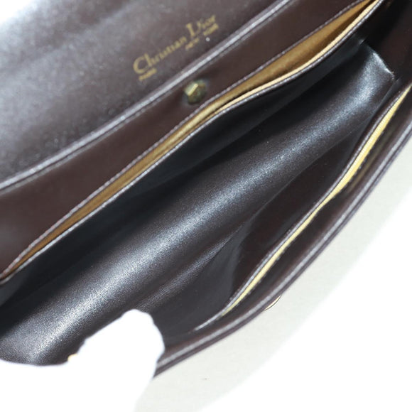Christian Dior Hand Bag Calf Skin 2way Black Gold Auth 160831