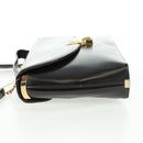 Christian Dior Hand Bag Calf Skin 2way Black Gold Auth 160831-5