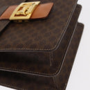 CELINE Macadam Canvas Horse Carriage Bag PVC Leather 2way Brown Gold Auth 160833-16