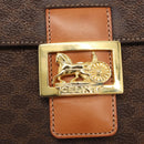 CELINE Macadam Canvas Horse Carriage Bag PVC Leather 2way Brown Gold Auth 160833-20