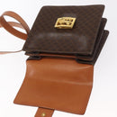 CELINE Macadam Canvas Horse Carriage Bag PVC Leather 2way Brown Gold Auth 160833-9