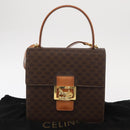 CELINE Macadam Canvas Horse Carriage Bag PVC Leather 2way Brown Gold Auth 160833-12