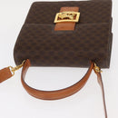 CELINE Macadam Canvas Horse Carriage Bag PVC Leather 2way Brown Gold Auth 160833-6