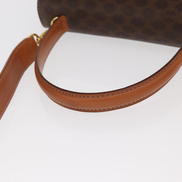 CELINE Macadam Canvas Horse Carriage Bag PVC Leather 2way Brown Gold Auth 160833