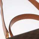 CELINE Macadam Canvas Horse Carriage Bag PVC Leather 2way Brown Gold Auth 160833-14