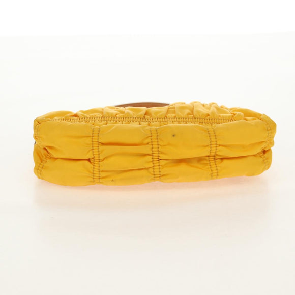 PRADA Gathered Accessory Pouch Nylon Yellow Gold Auth 160840V