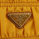 PRADA Gathered Accessory Pouch Nylon Yellow Gold Auth 160840V-19