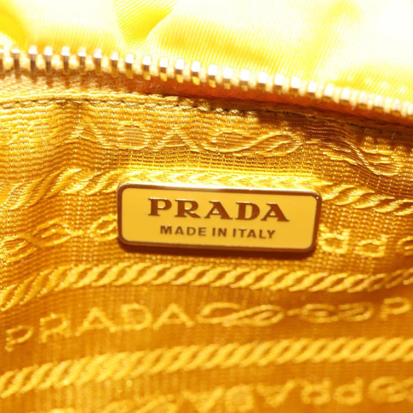 PRADA Gathered Accessory Pouch Nylon Yellow Gold Auth 160840V