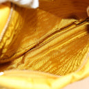 PRADA Gathered Accessory Pouch Nylon Yellow Gold Auth 160840V-10