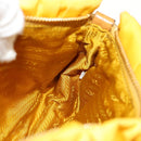 PRADA Gathered Accessory Pouch Nylon Yellow Gold Auth 160840V-23