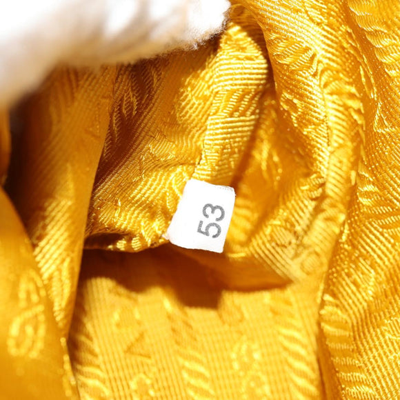 PRADA Gathered Accessory Pouch Nylon Yellow Gold Auth 160840V