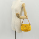 PRADA Gathered Accessory Pouch Nylon Yellow Gold Auth 160840V-24