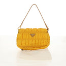 PRADA Gathered Accessory Pouch Nylon Yellow Gold Auth 160840V-12